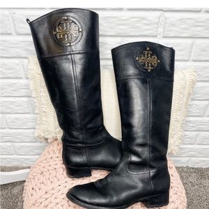 Tory Burch Black Kiernan Tall Riding Boots Size 9